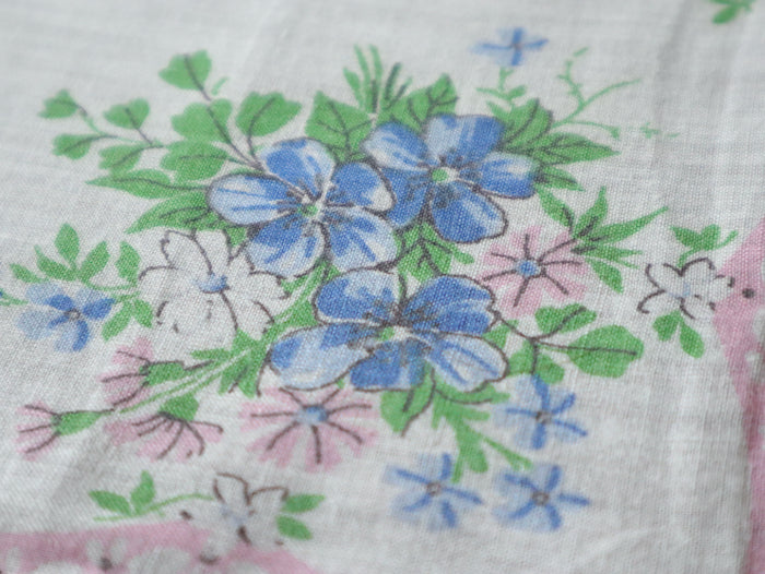 ヴィンテージ花柄ハンカチ〈ピンク〉