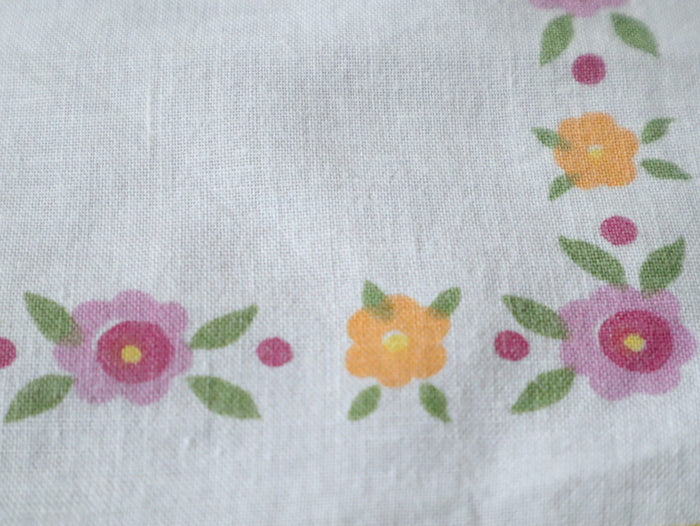 ヴィンテージ花柄ハンカチ 〈黄色〉